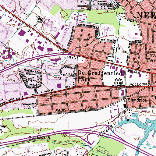 Topographic Map of DeGraffenried Park, NC