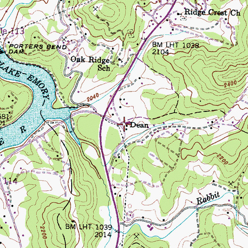 Topographic Map of Dean, NC