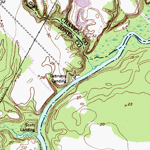 Topographic Map of Debruhls Landing, NC
