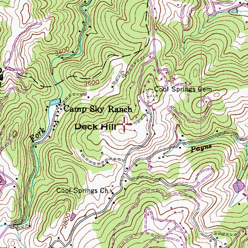 Topographic Map of Deck Hill, NC