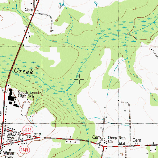 Topographic Map of Deep Run, NC