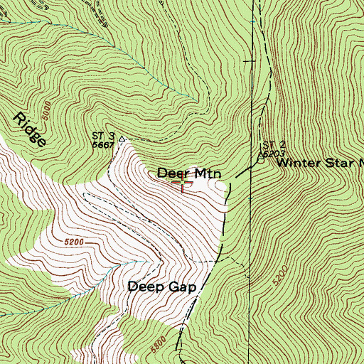 Topographic Map of Deer Mountain, NC