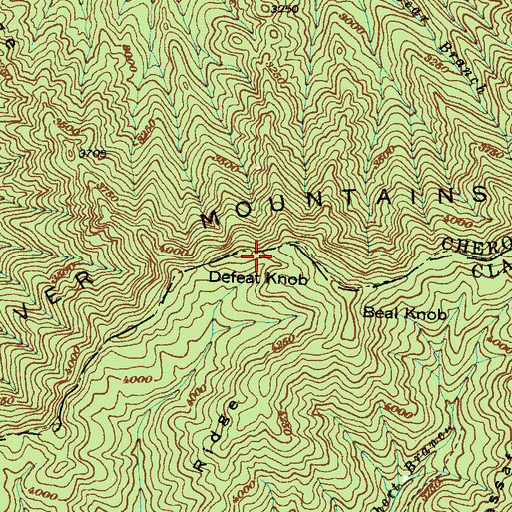Topographic Map of Defeat Knob, NC