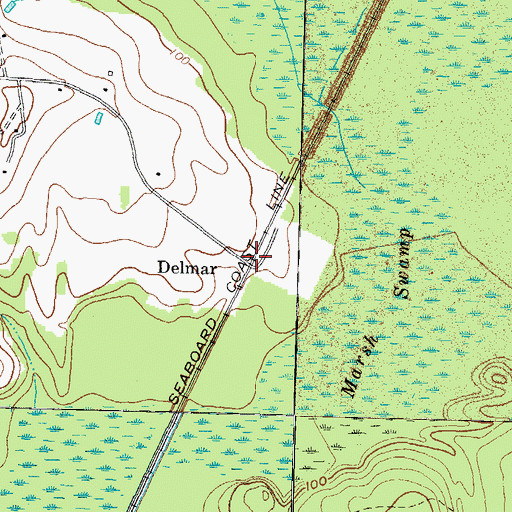 Topographic Map of Delmar, NC