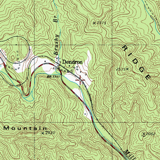 Topographic Map of Dendron, NC