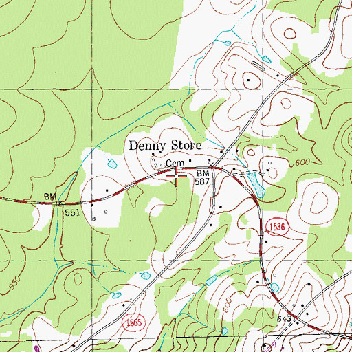 Topographic Map of Denny Store, NC