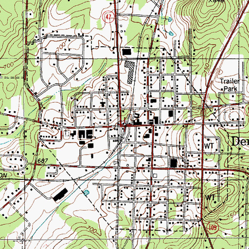 Topographic Map of Denton, NC