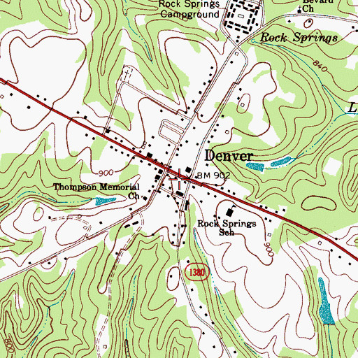 Topographic Map of Denver, NC