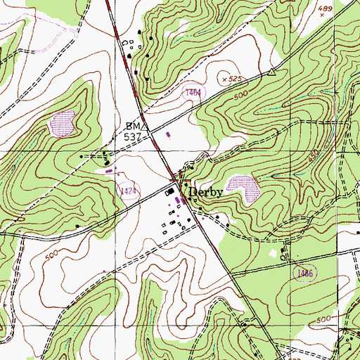 Topographic Map of Derby, NC