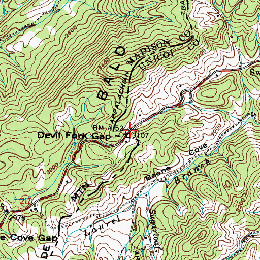 Topographic Map of Devil Fork Gap, NC