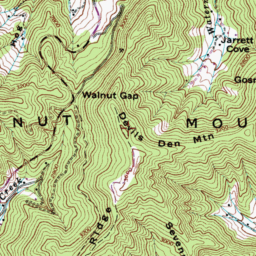 Topographic Map of Devils Den Mountain, NC