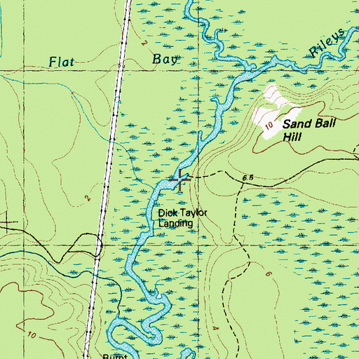 Topographic Map of Dick Taylor Landing, NC