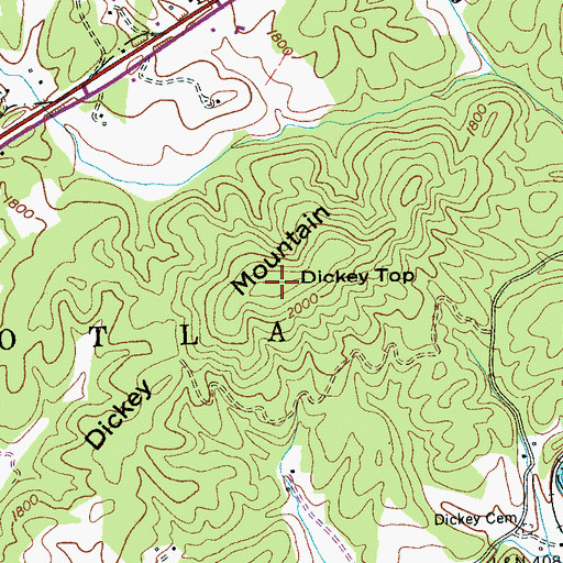 Topographic Map of Dickey Top, NC