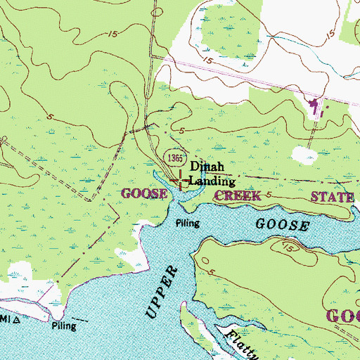 Topographic Map of Dinah Landing, NC