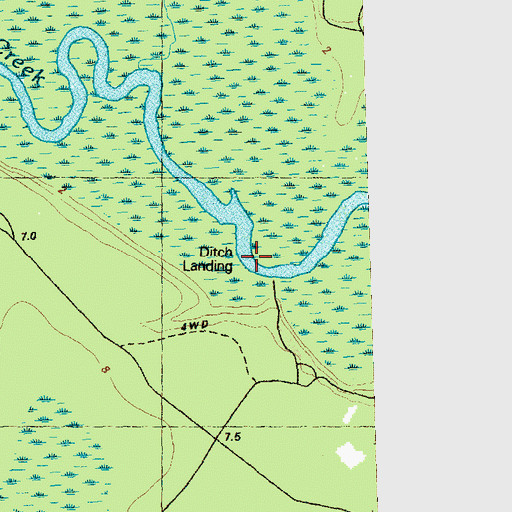Topographic Map of Ditch Landing, NC