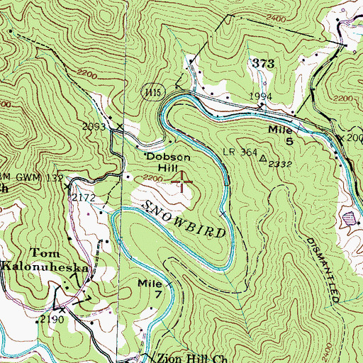 Topographic Map of Dobson Hill, NC
