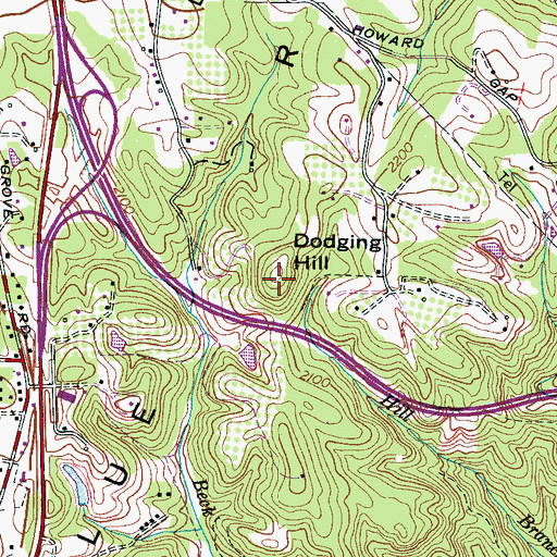 Topographic Map of Dodging Hill, NC