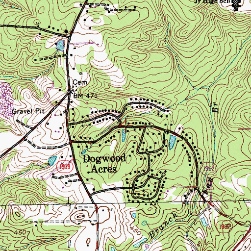 Topographic Map of Dogwood Acres, NC
