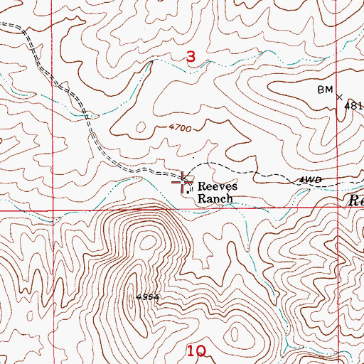 Topographic Map of Reeves Ranch, AZ