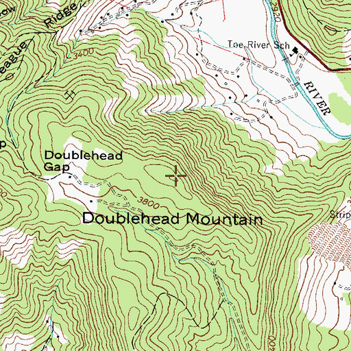 Topographic Map of Doublehead Mountain, NC