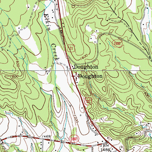 Topographic Map of Doughton, NC
