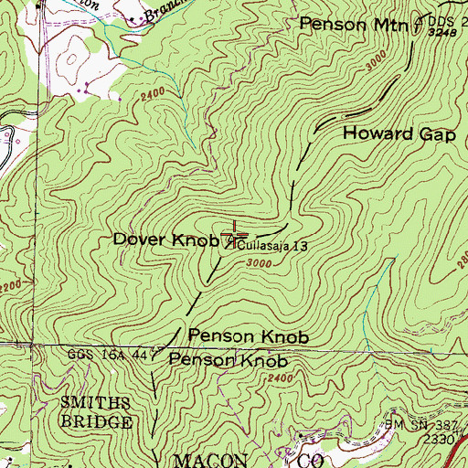 Topographic Map of Dover Knob, NC