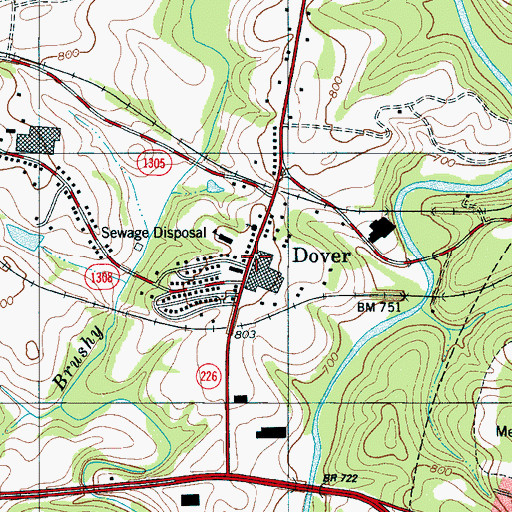 Topographic Map of Dover, NC