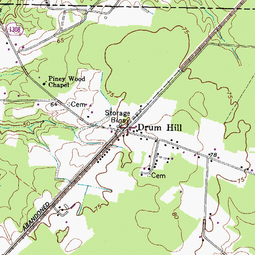 Topographic Map of Drum Hill, NC