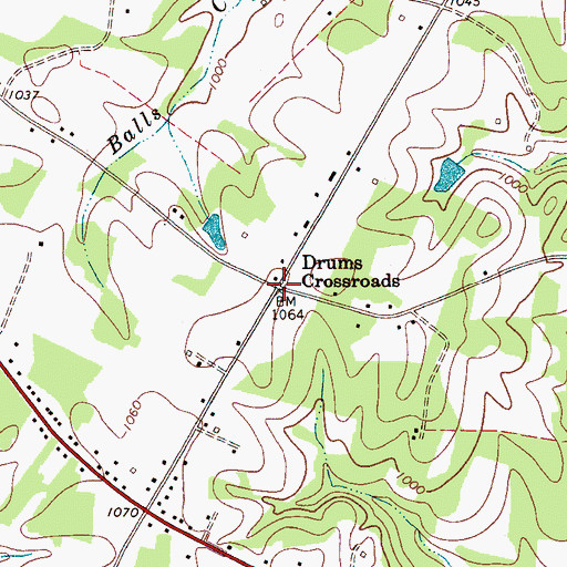 Topographic Map of Drums Crossroads, NC
