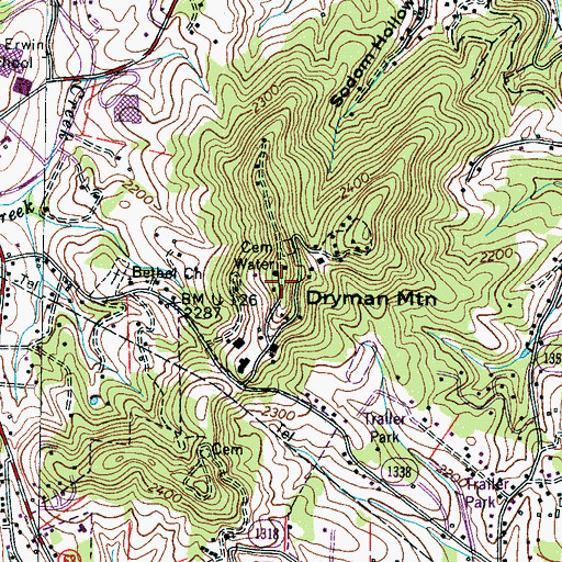 Topographic Map of Dryman Mountain, NC