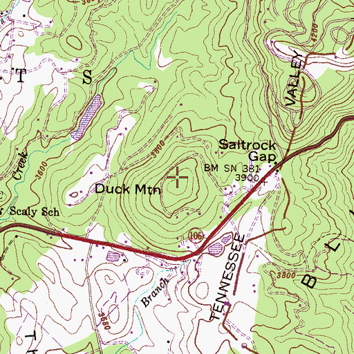 Topographic Map of Duck Mountain, NC