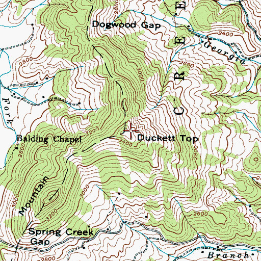 Topographic Map of Duckett Top, NC
