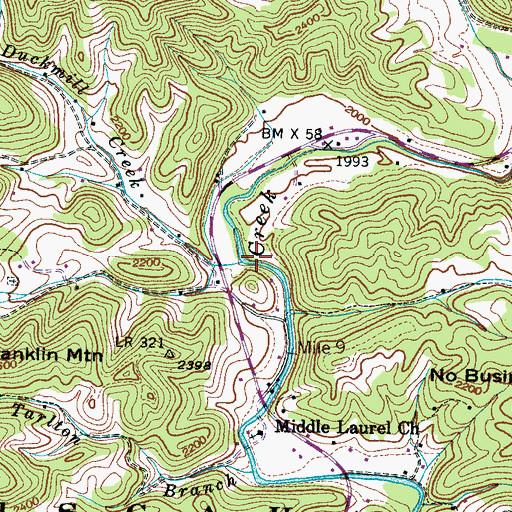Topographic Map of Duckmill Creek, NC
