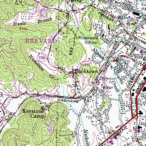 Topographic Map of Ducktown, NC