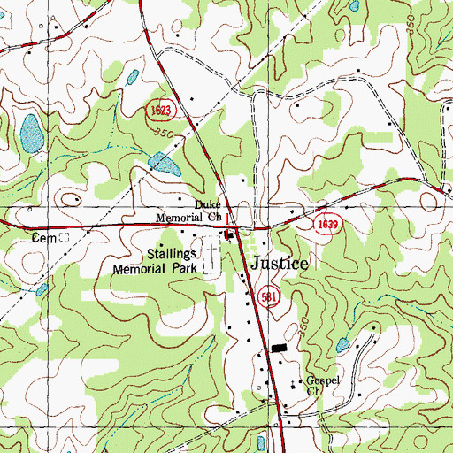 Topographic Map of Duke Memorial Church, NC