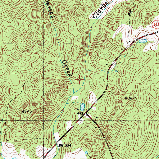 Topographic Map of Dumas Creek, NC