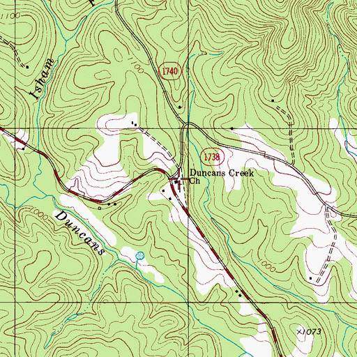 Topographic Map of Duncans Creek Presbyterian Church, NC