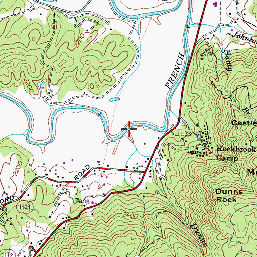 Topographic Map of Dunns Creek, NC
