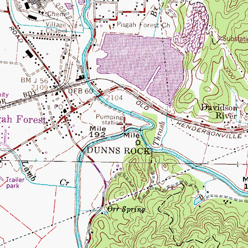 Topographic Map of Dunns Rock, NC
