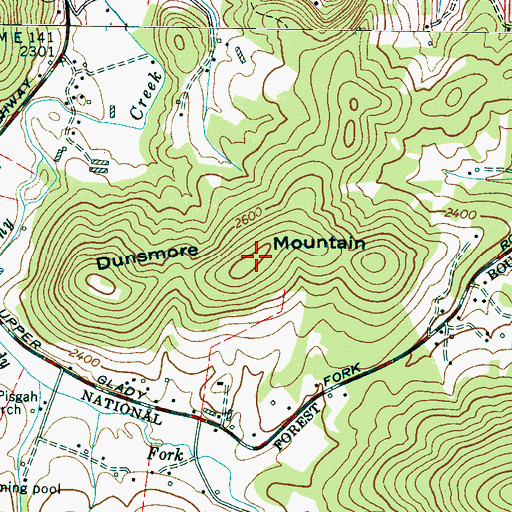 Topographic Map of Dunsmore Mountain, NC