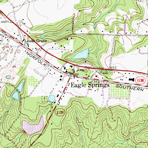 Topographic Map of Eagle Springs, NC