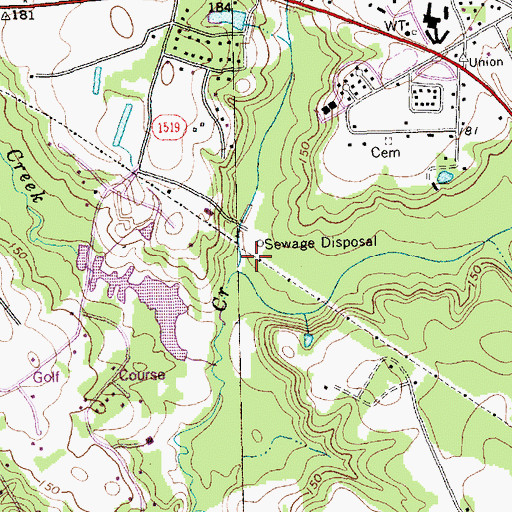 Topographic Map of East Buies Creek, NC