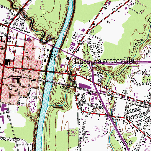 Topographic Map of East Fayetteville, NC