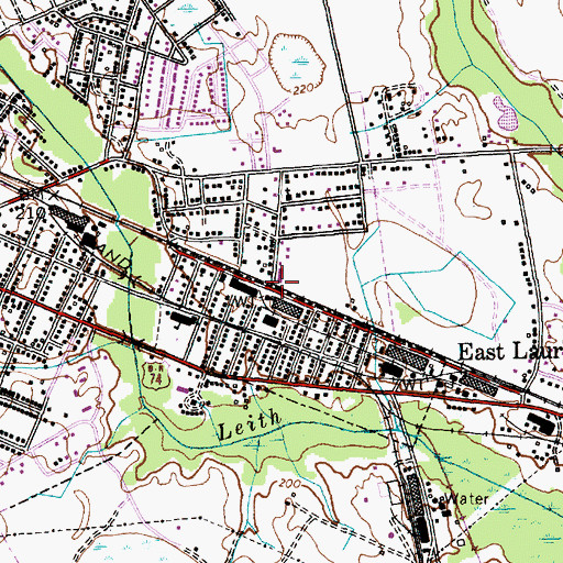 Topographic Map of East Laurinburg, NC