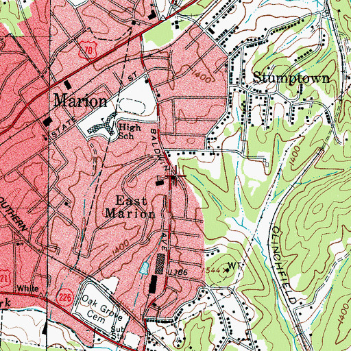 Topographic Map of East Marion, NC