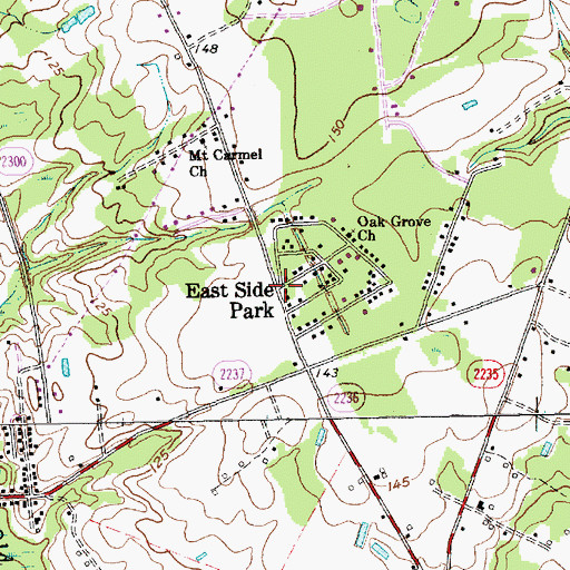 Topographic Map of East Side Park, NC