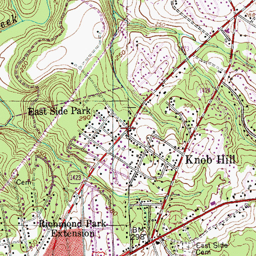 Topographic Map of East Side Park, NC