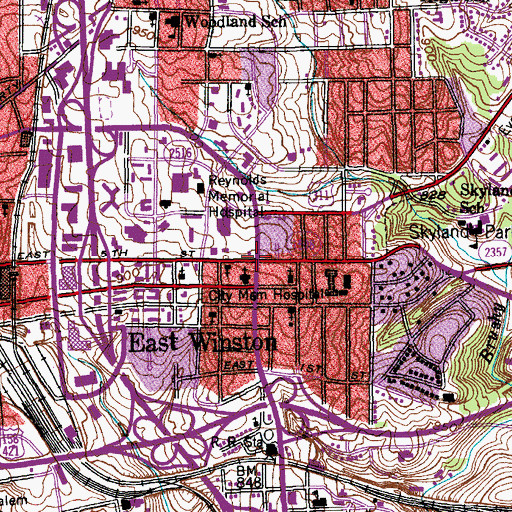 Topographic Map of East Winston, NC