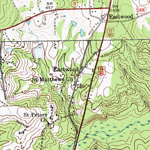 Topographic Map of Eastwood, NC