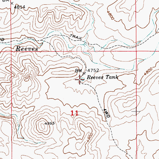 Topographic Map of Reeves Tank, AZ